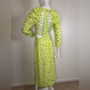 AFRM Revolve Green floral long sleeve dress with beautiful detail back.  #82